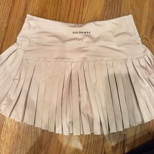 Goldhinge Women's Pleated Tan Mini Skirt